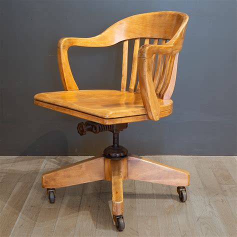 vintage wood swivel desk chair|old oak swivel desk chair.